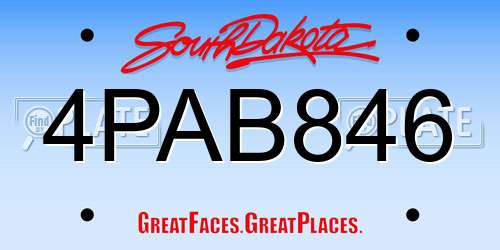 4PAB846 South Dakota License Plate