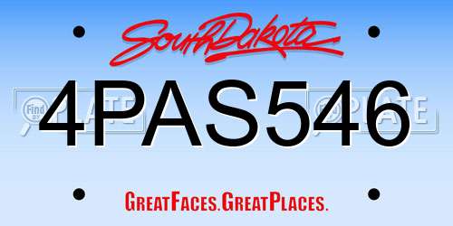 4PAS546 South Dakota License Plate