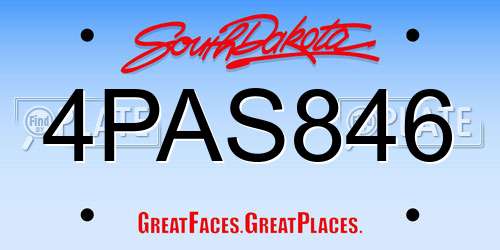 4PAS846 South Dakota License Plate