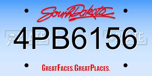 4PB6156 South Dakota License Plate