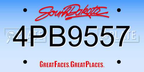 4PB9557 South Dakota License Plate