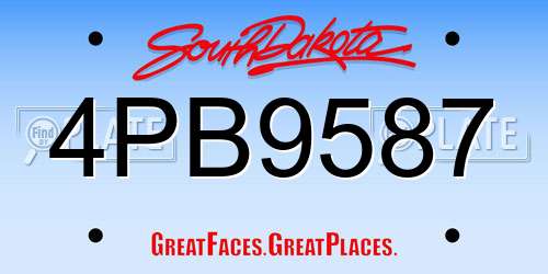 4PB9587 South Dakota License Plate