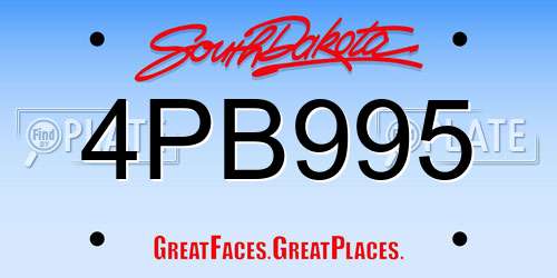 4PB995 South Dakota License Plate