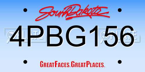 4PBG156 South Dakota License Plate