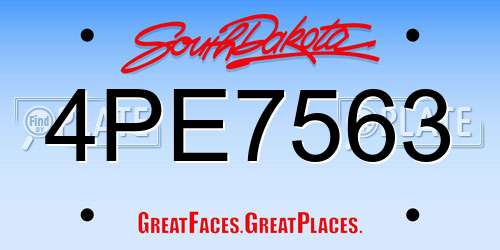 4PE7563 South Dakota License Plate