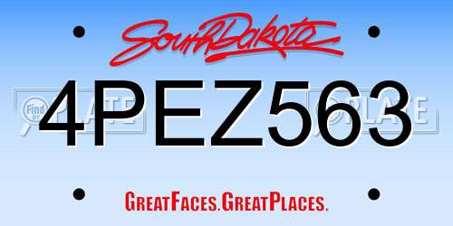 4PEZ563 South Dakota License Plate