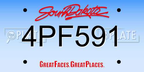 4PF591 South Dakota License Plate