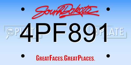 4PF891 South Dakota License Plate