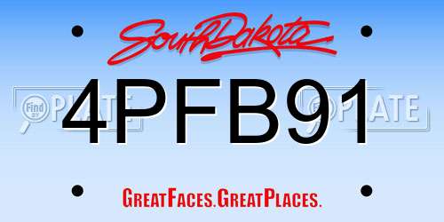 4PFB91 South Dakota License Plate