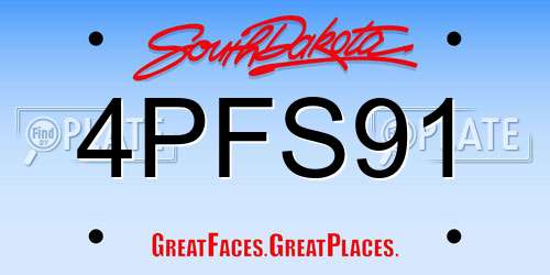 4PFS91 South Dakota License Plate