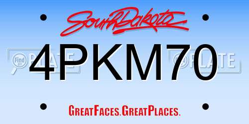 4PKM70 South Dakota License Plate