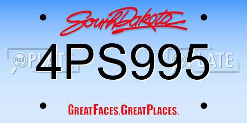 4PS995 South Dakota License Plate