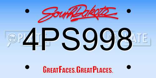 4PS998 South Dakota License Plate