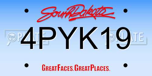 4PYK19 South Dakota License Plate