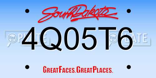 4Q05T6 South Dakota License Plate