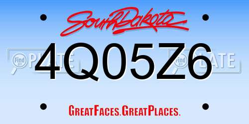 4Q05Z6 South Dakota License Plate