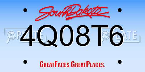 4Q08T6 South Dakota License Plate