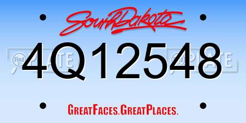 4Q12548 South Dakota License Plate