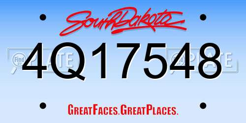 4Q17548 South Dakota License Plate