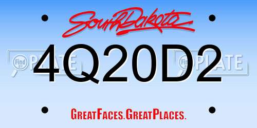 4Q20D2 South Dakota License Plate