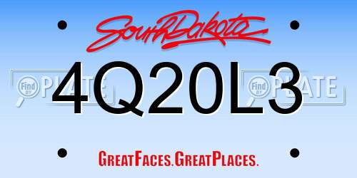 4Q20L3 South Dakota License Plate