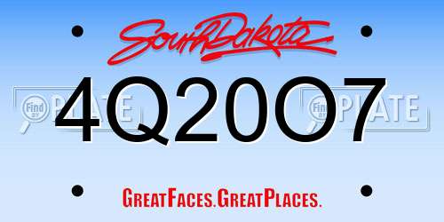 4Q20O7 South Dakota License Plate
