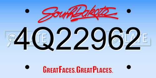 4Q22962 South Dakota License Plate
