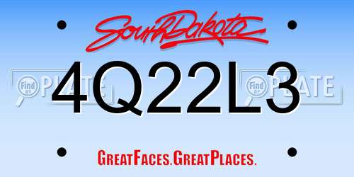 4Q22L3 South Dakota License Plate