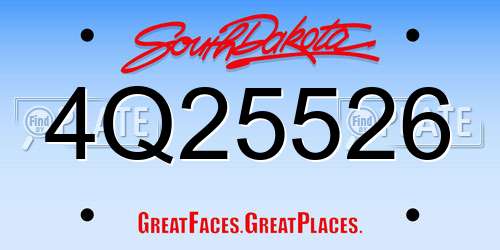 4Q25526 South Dakota License Plate