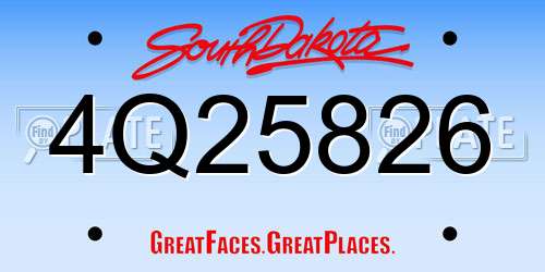 4Q25826 South Dakota License Plate