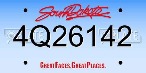 4Q26142 South Dakota License Plate