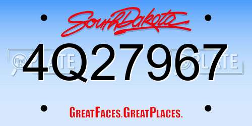 4Q27967 South Dakota License Plate