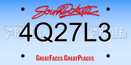 4Q27L3 South Dakota License Plate
