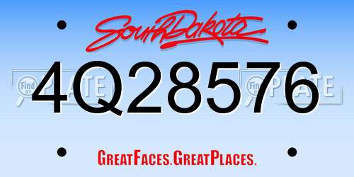 4Q28576 South Dakota License Plate