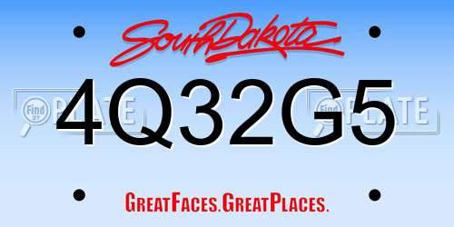 4Q32G5 South Dakota License Plate