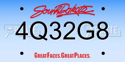 4Q32G8 South Dakota License Plate