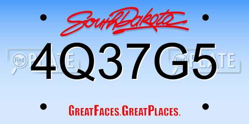 4Q37G5 South Dakota License Plate