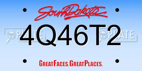 4Q46T2 South Dakota License Plate