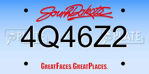 4Q46Z2 South Dakota License Plate