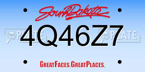 4Q46Z7 South Dakota License Plate