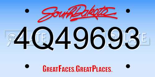 4Q49693 South Dakota License Plate