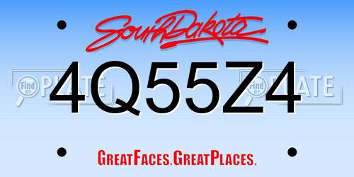 4Q55Z4 South Dakota License Plate
