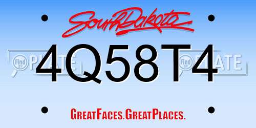 4Q58T4 South Dakota License Plate
