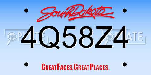 4Q58Z4 South Dakota License Plate