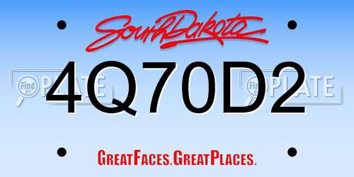 4Q70D2 South Dakota License Plate