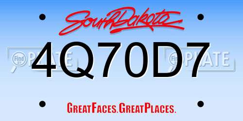 4Q70D7 South Dakota License Plate