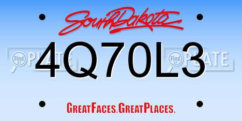 4Q70L3 South Dakota License Plate