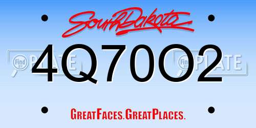 4Q70O2 South Dakota License Plate
