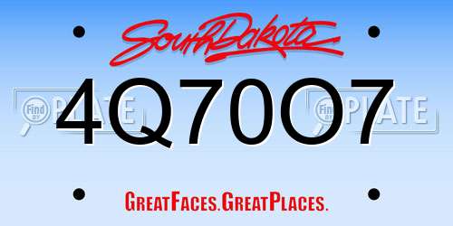 4Q70O7 South Dakota License Plate