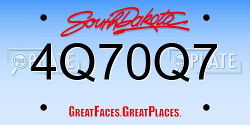 4Q70Q7 South Dakota License Plate